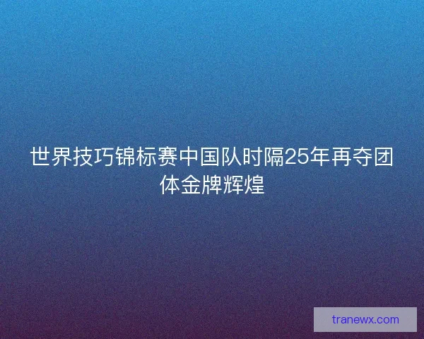 世界技巧锦标赛中国队时隔25年再夺团体金牌辉煌