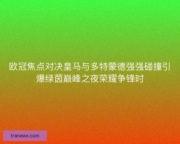 欧冠焦点对决皇马与多特蒙德强强碰撞引爆绿茵巅峰之夜荣耀争锋时